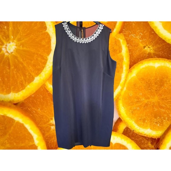 Classic Collection Black Mini Dress with Beading on the Collar Size 3X‎ - Picture 5 of 8